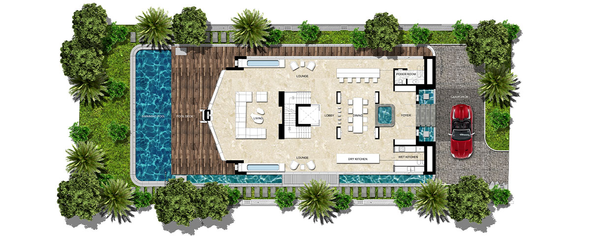 FLOOR PLAN OF THE GROUND LEVEL.